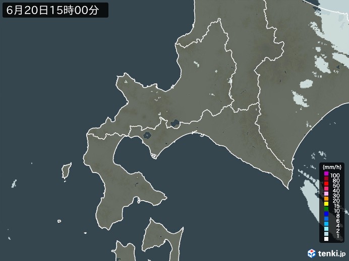 道南の雨雲レーダー(2024年06月20日)
