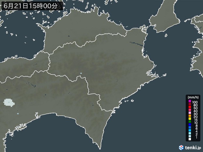 徳島県の雨雲レーダー(2024年06月21日)