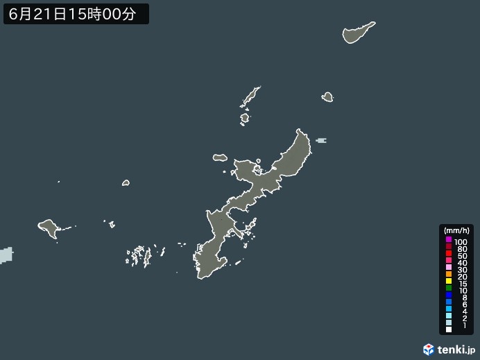 沖縄県の雨雲レーダー(2024年06月21日)