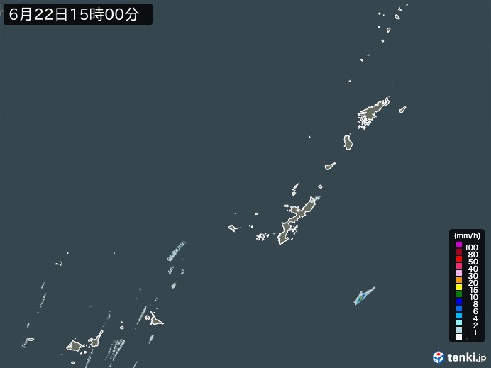 沖縄地方の雨雲レーダー(2024年06月22日)