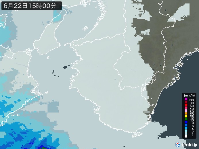 和歌山県の雨雲レーダー(2024年06月22日)