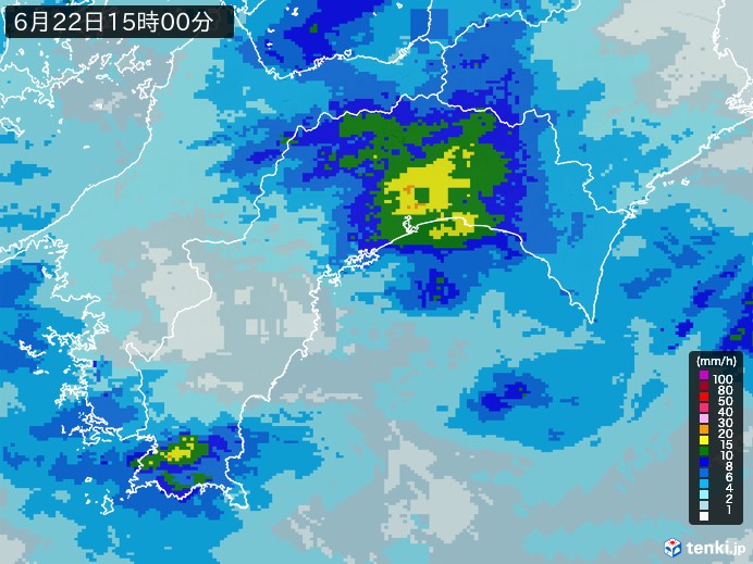 高知県の雨雲レーダー(2024年06月22日)