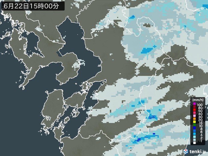 熊本県の雨雲レーダー(2024年06月22日)