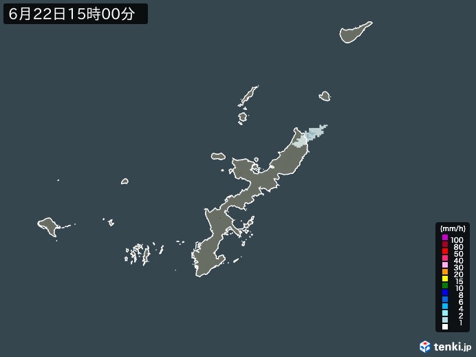 沖縄県の雨雲レーダー(2024年06月22日)