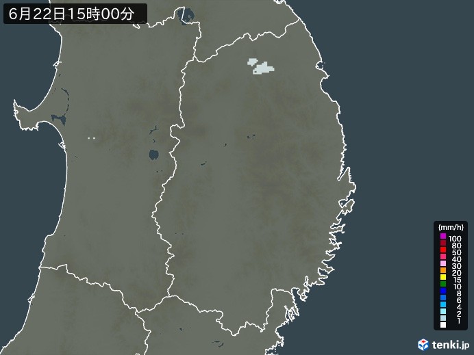 岩手県の雨雲レーダー(2024年06月22日)