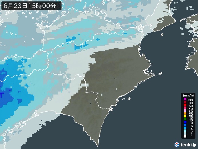 徳島県の雨雲レーダー(2024年06月23日)