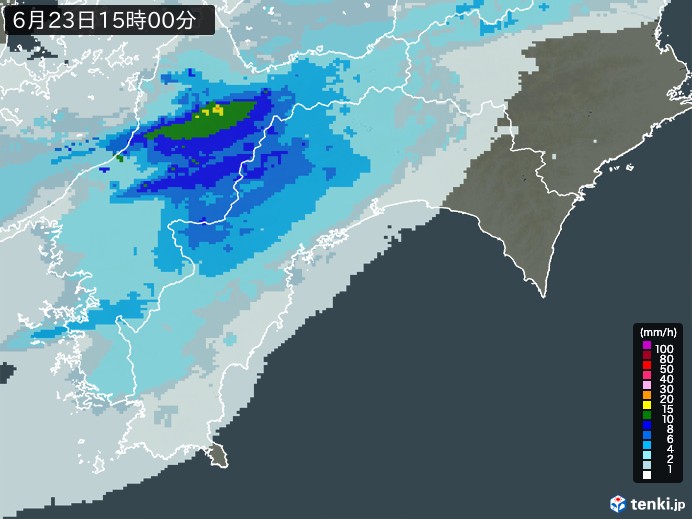 高知県の雨雲レーダー(2024年06月23日)