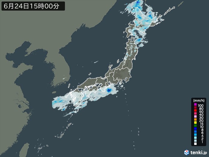 雨雲レーダー(2024年06月24日)