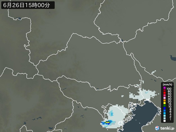 埼玉県の雨雲レーダー(2024年06月26日)