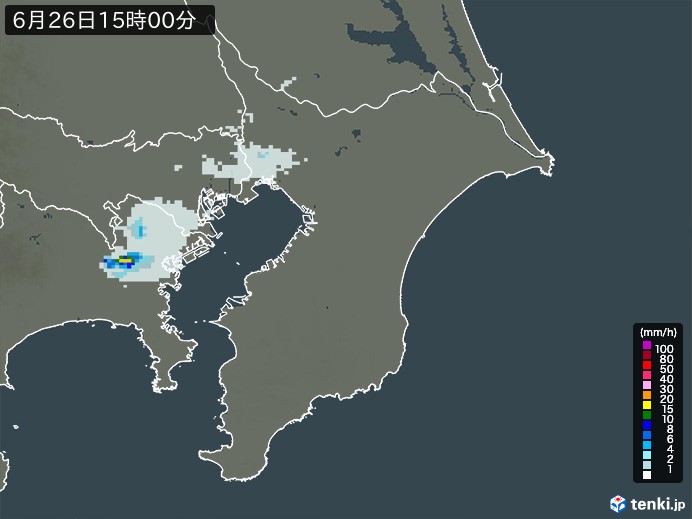 千葉県の雨雲レーダー(2024年06月26日)