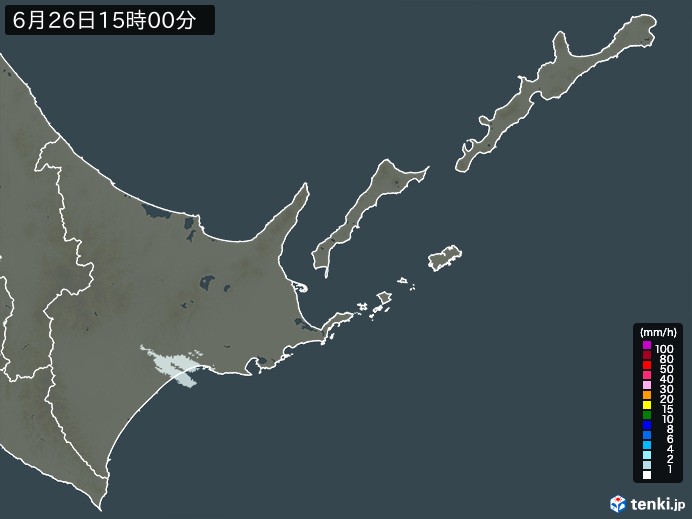 道東の雨雲レーダー(2024年06月26日)
