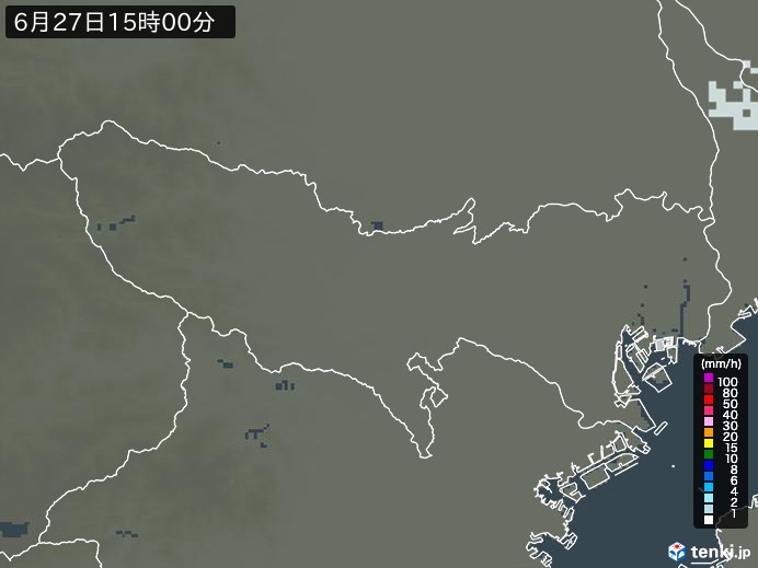 東京都の雨雲レーダー(2024年06月27日)