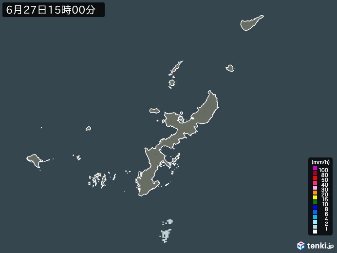 沖縄県の雨雲レーダー(2024年06月27日)