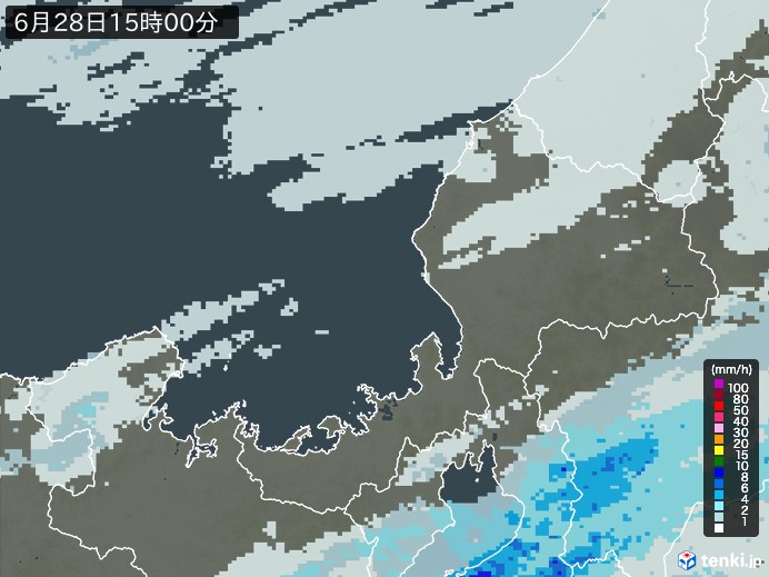 福井県の雨雲レーダー(2024年06月28日)