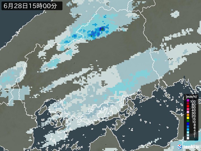 広島県の雨雲レーダー(2024年06月28日)