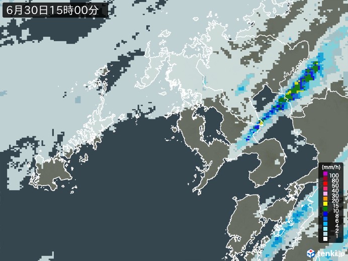 長崎県の雨雲レーダー(2024年06月30日)