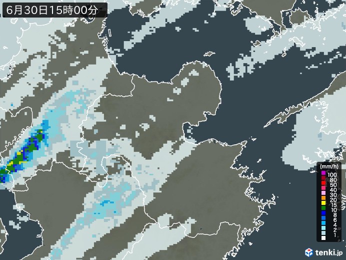 大分県の雨雲レーダー(2024年06月30日)