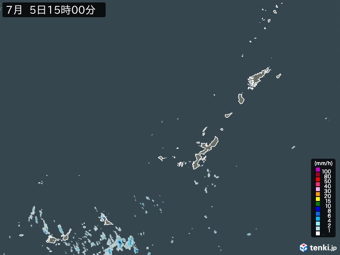 沖縄地方の雨雲レーダー(2024年07月05日)