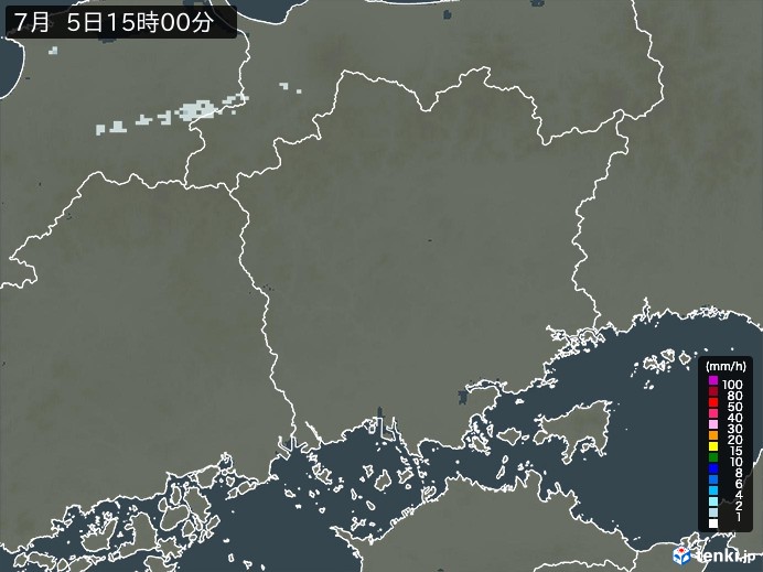 岡山県の雨雲レーダー(2024年07月05日)