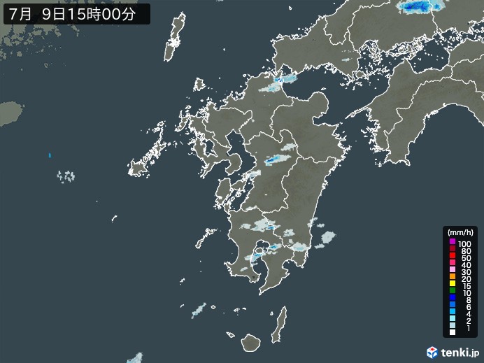九州地方の雨雲レーダー(2024年07月09日)