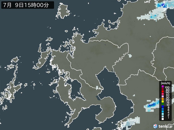 佐賀県の雨雲レーダー(2024年07月09日)