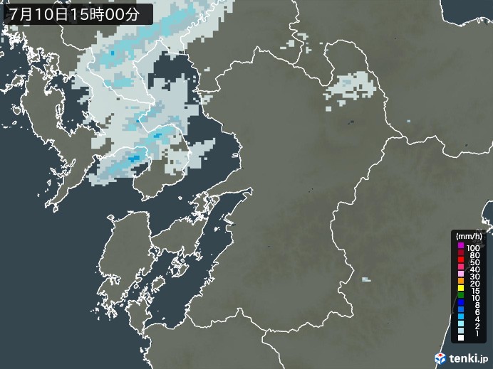 熊本県の雨雲レーダー(2024年07月10日)