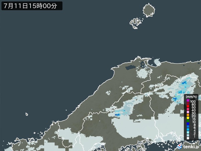 島根県の雨雲レーダー(2024年07月11日)