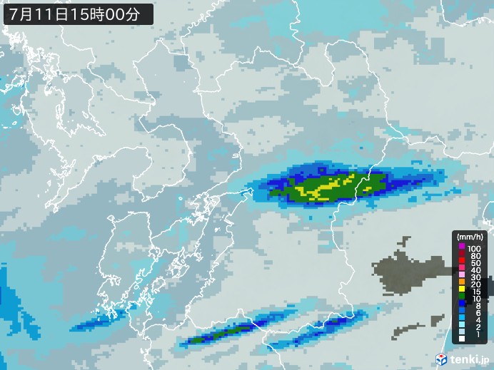 熊本県の雨雲レーダー(2024年07月11日)