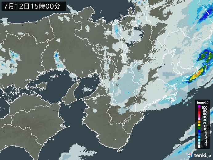 近畿地方の雨雲レーダー(2024年07月12日)