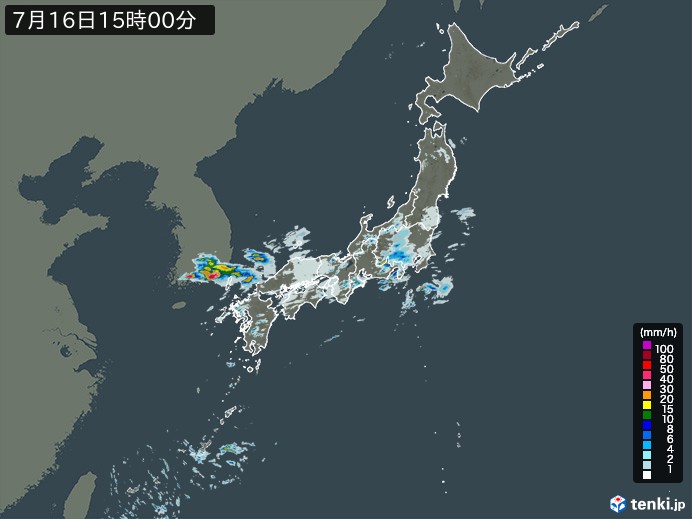 雨雲レーダー(2024年07月16日)