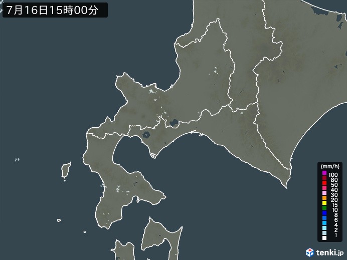 道南の雨雲レーダー(2024年07月16日)