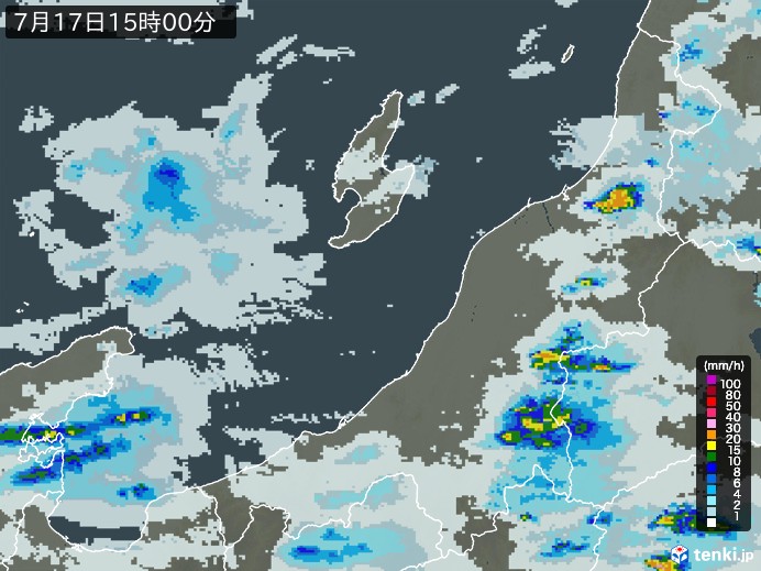新潟県の雨雲レーダー(2024年07月17日)