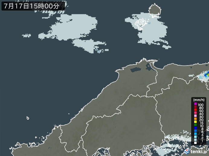 島根県の雨雲レーダー(2024年07月17日)