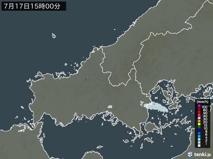 山口県の雨雲レーダー(2024年07月17日)