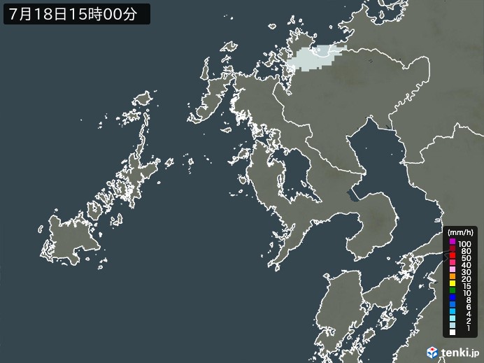 長崎県の雨雲レーダー(2024年07月18日)
