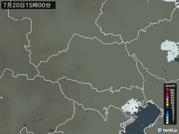 埼玉県の雨雲レーダー(2024年07月20日)