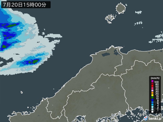 島根県の雨雲レーダー(2024年07月20日)