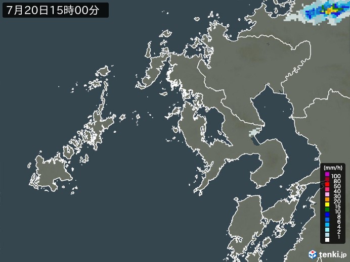 長崎県の雨雲レーダー(2024年07月20日)