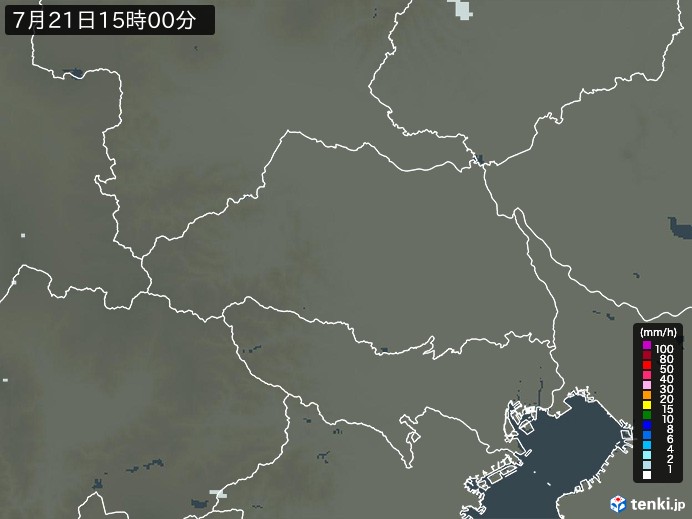 埼玉県の雨雲レーダー(2024年07月21日)