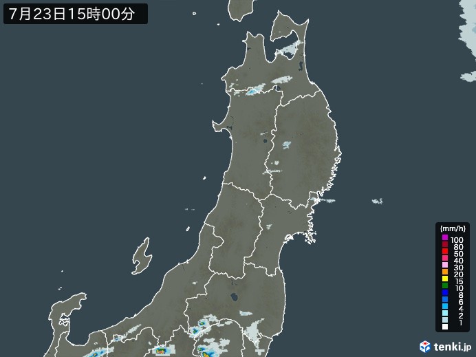 東北地方の雨雲レーダー(2024年07月23日)