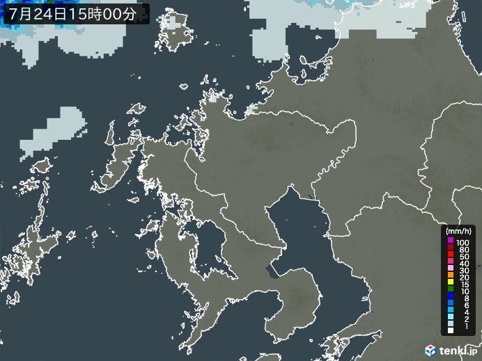 佐賀県の雨雲レーダー(2024年07月24日)
