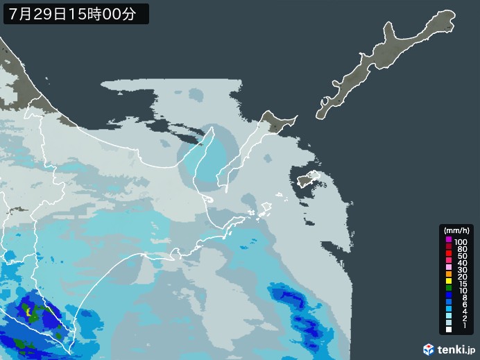 道東の雨雲レーダー(2024年07月29日)
