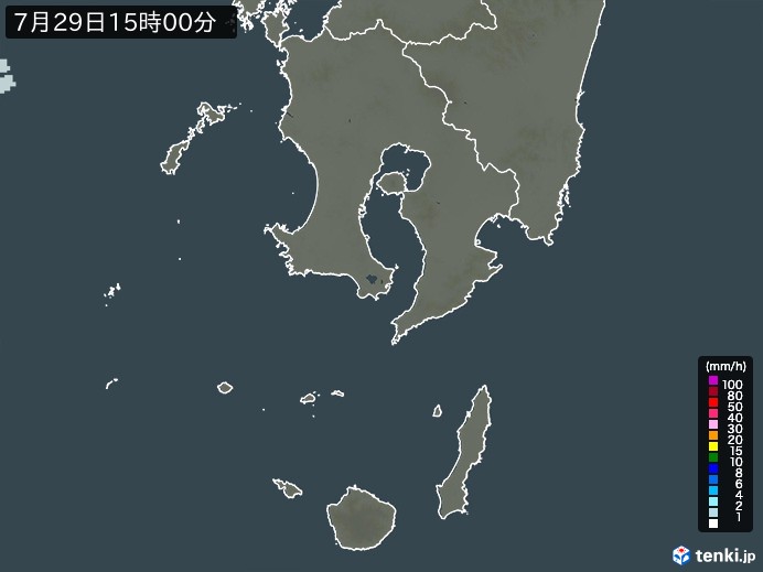 鹿児島県の雨雲レーダー(2024年07月29日)