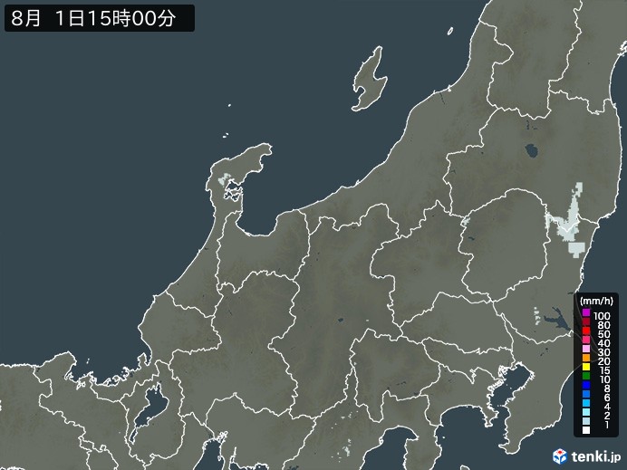 北陸地方の雨雲レーダー(2024年08月01日)