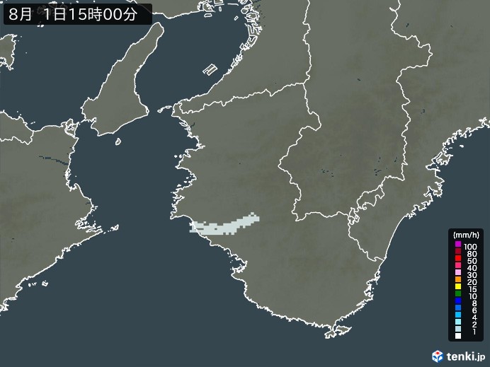 和歌山県の雨雲レーダー(2024年08月01日)