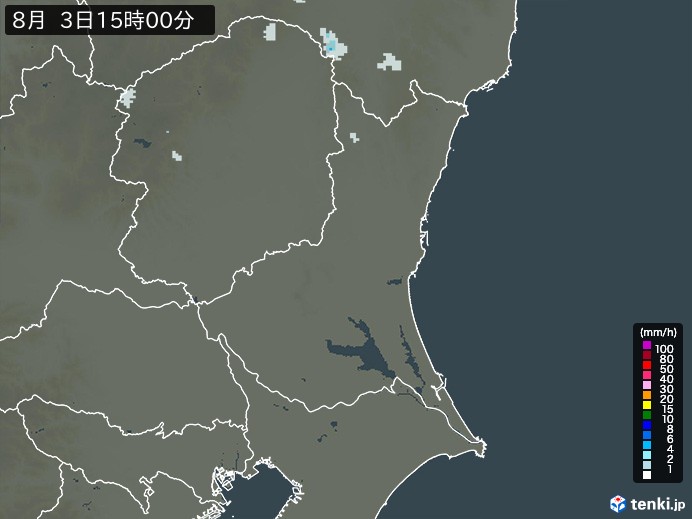 茨城県の雨雲レーダー(2024年08月03日)