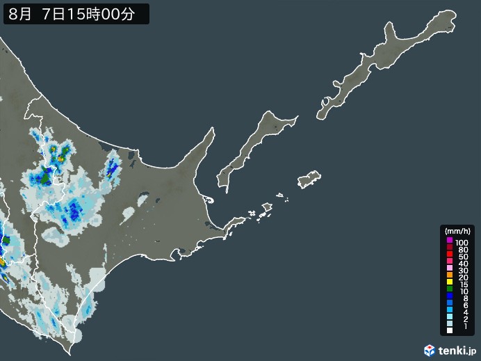 道東の雨雲レーダー(2024年08月07日)