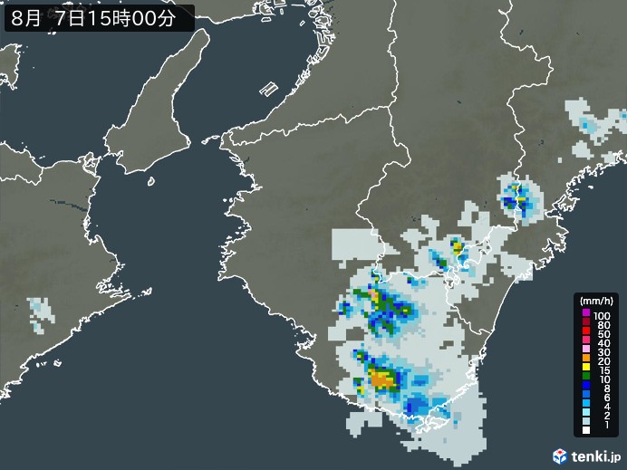 和歌山県の雨雲レーダー(2024年08月07日)