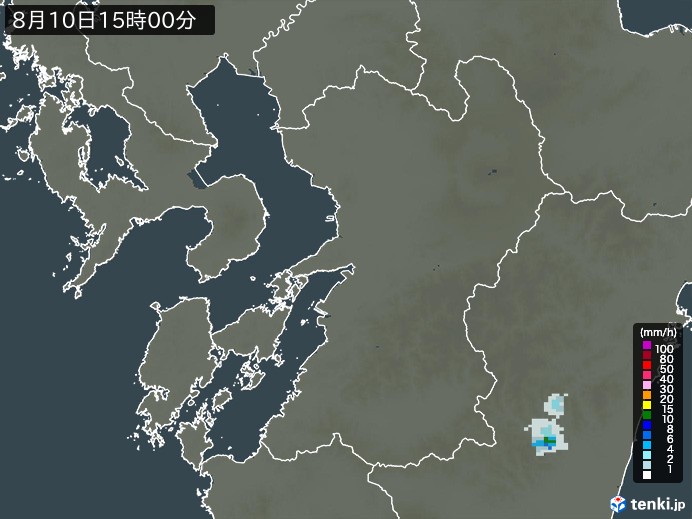 熊本県の雨雲レーダー(2024年08月10日)