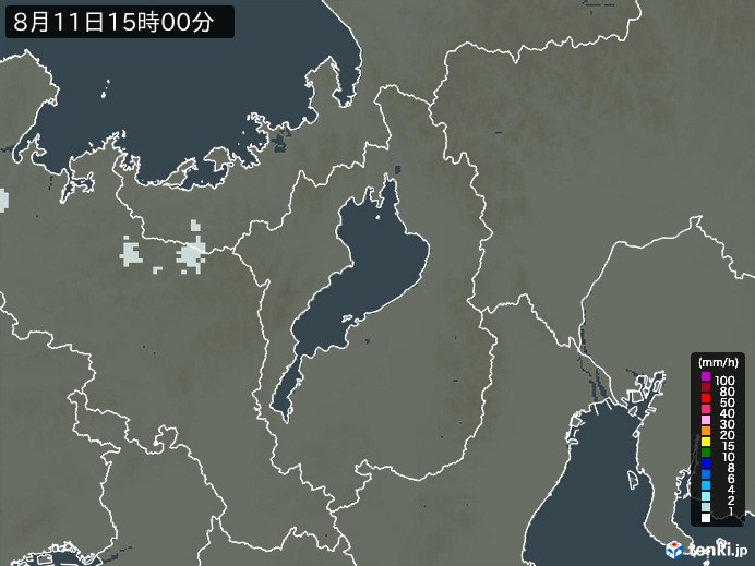 滋賀県の雨雲レーダー(2024年08月11日)